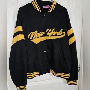 Edikted Black and Yellow New York Sweatshirt Jacket